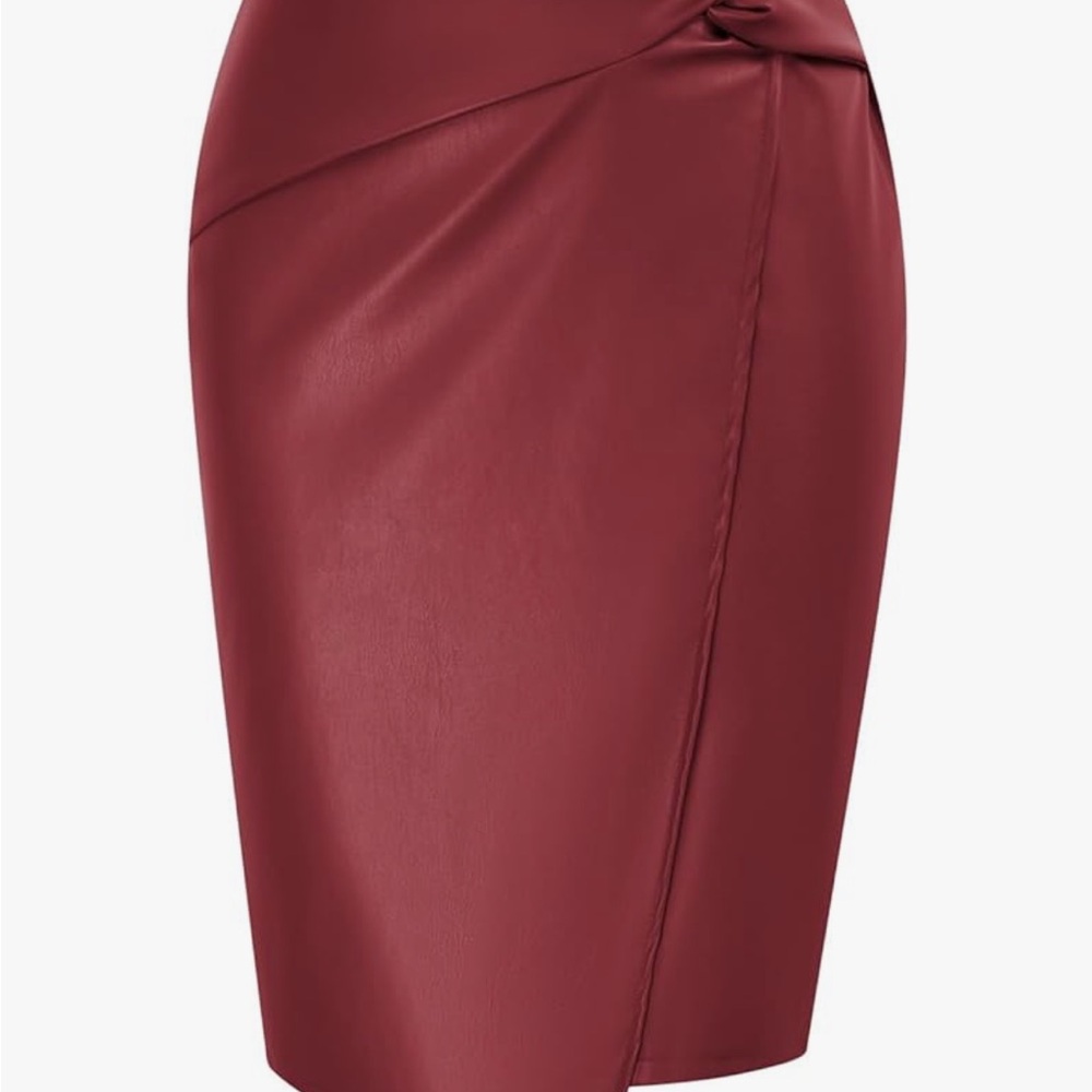Kate Kasin (NWT) Women’s Faux Leather Red Pencil Skirt